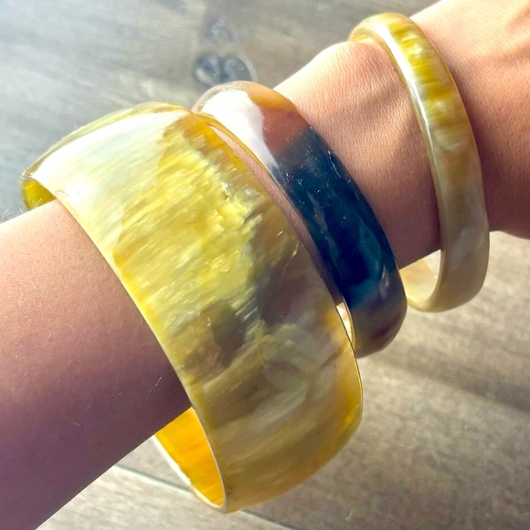 Jewelry - ✨FREE ADD ON✨ Set of Three Brown and Tan Animal Tusk Bangles